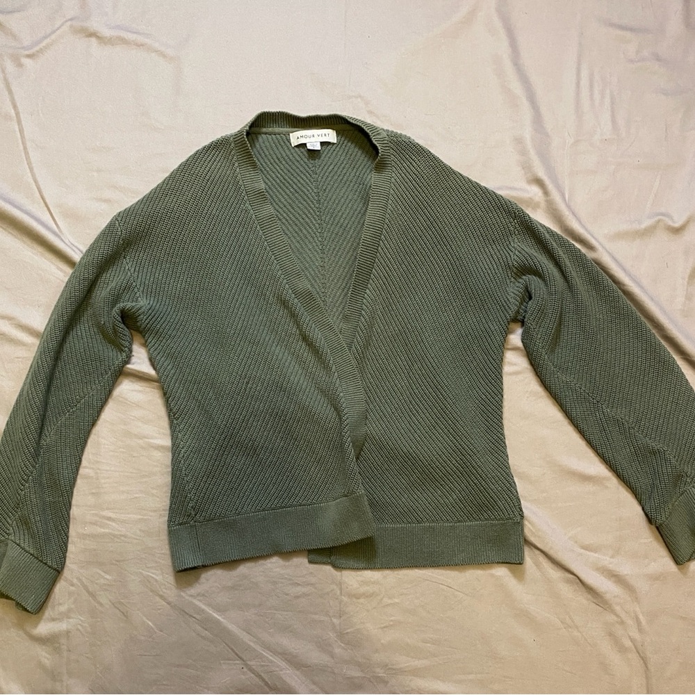 Amour Vert green ribbed cardigan Size Large